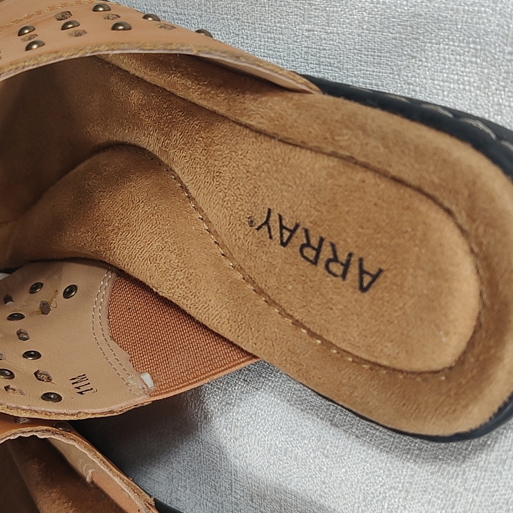 Array Shoes Open Toed Leather Toe Ring Sandals Sl… - image 4